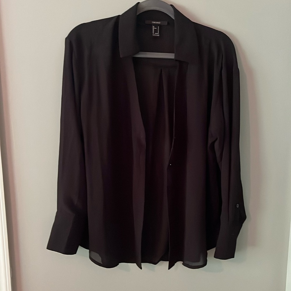 Forever 21 see through black collared button down